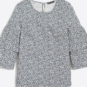 J. Crew Black and White Bell Sleeve Blouse